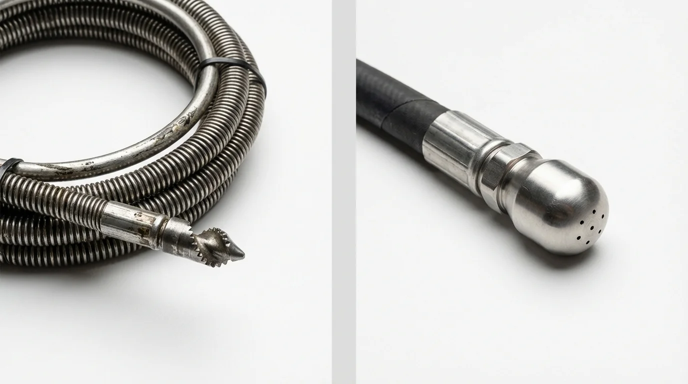 Drain snake cable and hydro jetting nozzle used for drain cleaning in Grand Canyon, AZ