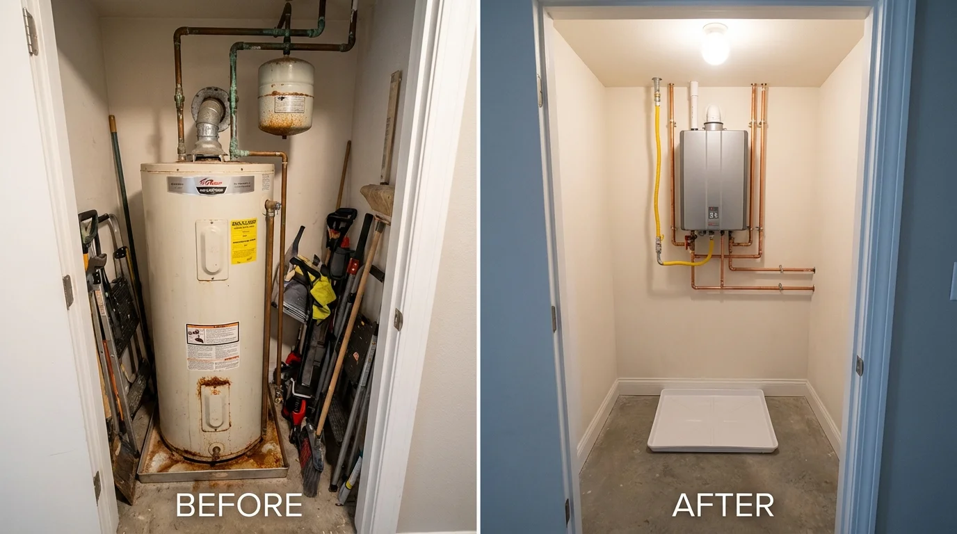 Tank water heater versus wall-mounted tankless unit comparison for Grand Canyon, AZ homeowners