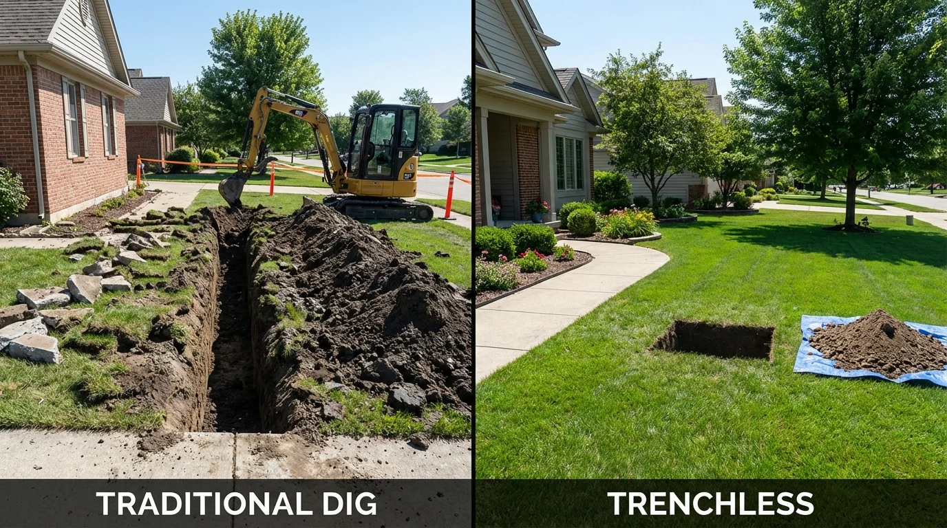 Trenchless sewer repair with minimal yard damage versus traditional excavation in Grand Canyon, AZ